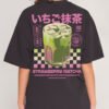 Strawberry Matcha Oversized Tee – Aesthetic Graphic Streetwear T-Shirt